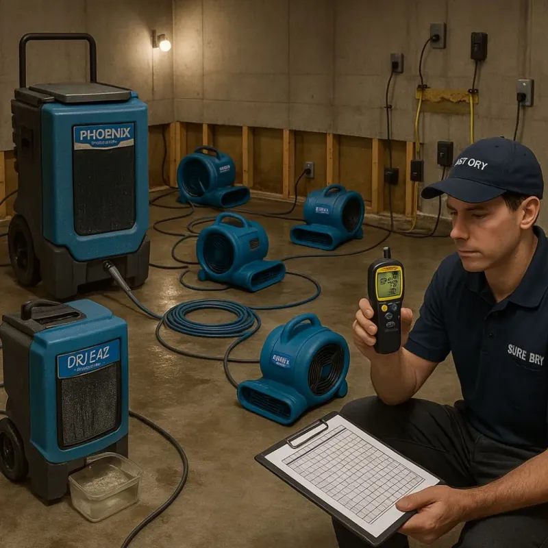 Structural Drying and Dehumidification process in Oildale, CA